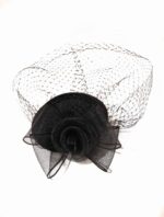 BLACK VEIL FASCINATOR WITH CLIP - Image 4