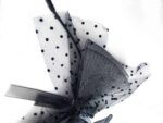 BLACK SUEDE POLKA DOT DETAIL MESH BOW HEADBAND - Image 3