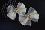 LARGE BEIGE EMBELLISHED BOW HAIR CLIP one piece - Image 2