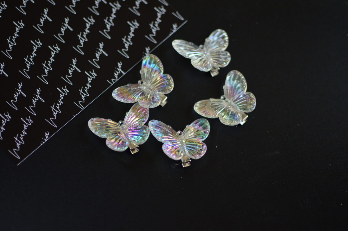 5 piece IRIDESCENT BUTTERFLY HAIR CLIPS - Image 2