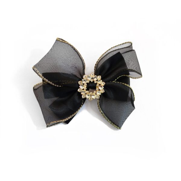 LARGE BLACK EMBELLISHED BOW HAIR CLIP one piece